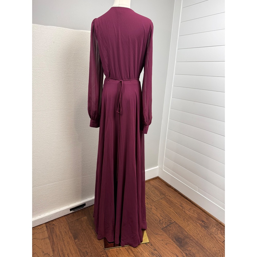Lulus My Whole Heart Maxi Wrap Dress Long Sleeve Chiffon Formal Size L - Picture 6 of 13